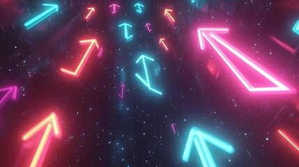Obraz premium Neon arrows in space