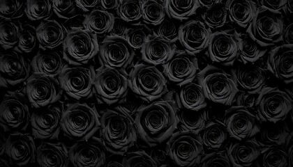 Black roses floral background texture.