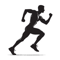 Jogging Man Silhouette Vector | Running Pose Illustration Isolated on White Background
