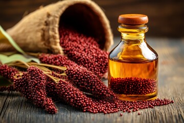 superfood oil bottle with amaranth