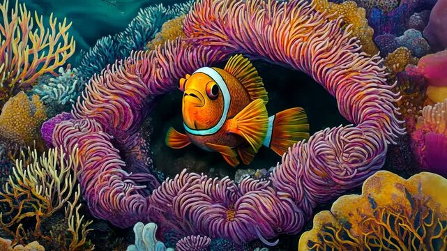 clown fish on coral reef