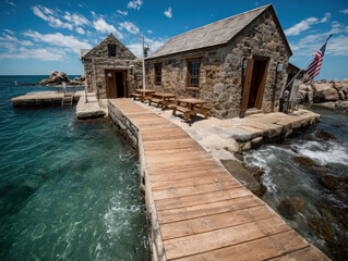 A scenic image of Plymouth Rock, a historic landmark