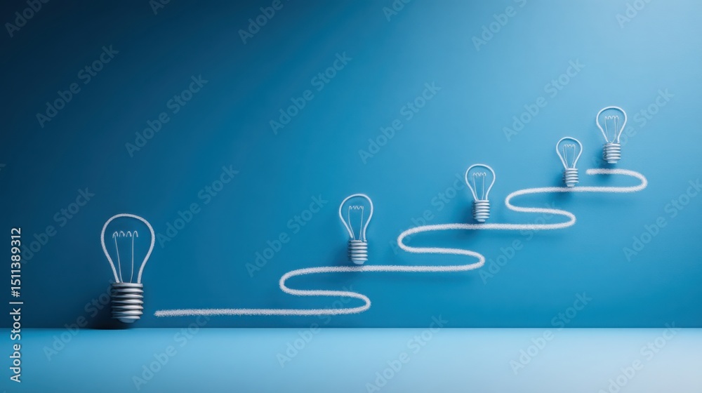 Poster light bulb illuminating the path of organizational development with a flowing string of light signif