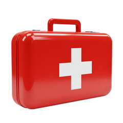 Obraz premium First Aid Kit: Red Medical Case with White Cross - Emergency Preparedness isolated on transparent background