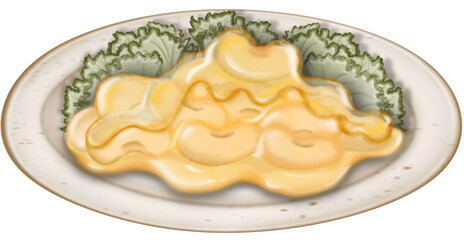 Natto soybeans on transparent background. Cute hand drawn Japanese food.