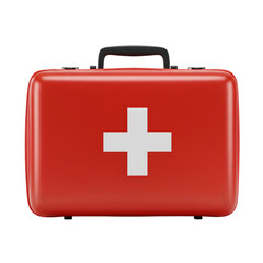 Obraz premium Red First-Aid Kit: Essential Medical Supplies for Emergencies isolated on transparent background