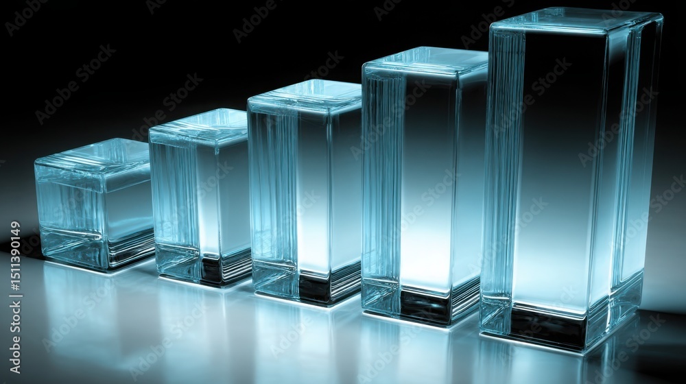 Poster row of glass blocks representing productivity metrics in a remote performance index context