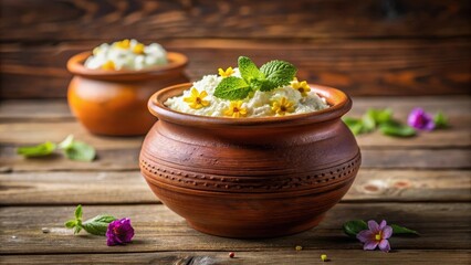 A clay pot filled with a vibrant