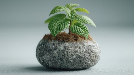 Resilient plant growing from a rock illustrating strength and strategic investment in natural environments
