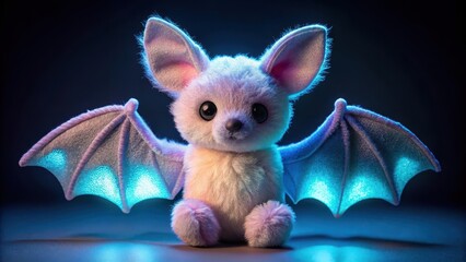 A small stuffed animal with soft and cuddly body and glowing bat wings that shimmer in the dark