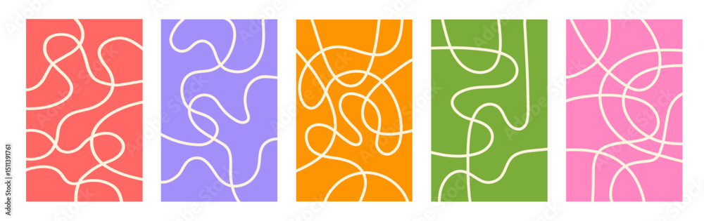 Aufkleber abstract set vertical backgrounds with dynamic linear waves. trendy vector illustration in style ret