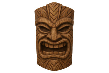 Wooden polynesian tiki mask with intricate carving, symbolizing indigenous spiritual traditions and cultural significance