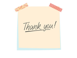 Sweet and simple Thank you, sticky note design with floral accents, perfect for greeting cards, invitations, or gratitude messages.