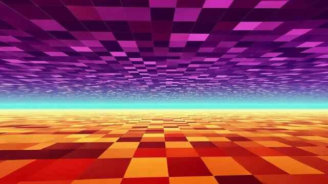 Pixelated horizon with purple "sky" and orange "land