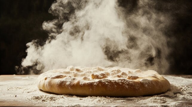 Freshly Baked Bread Dough With Rising Steam - Powered by Adobe