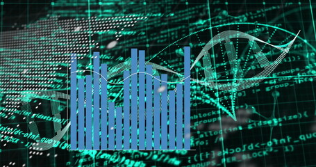 Image of data processing over black background