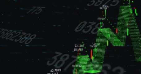 Image of numbers and graphs over black background