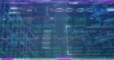 Image of data processing over cityscape