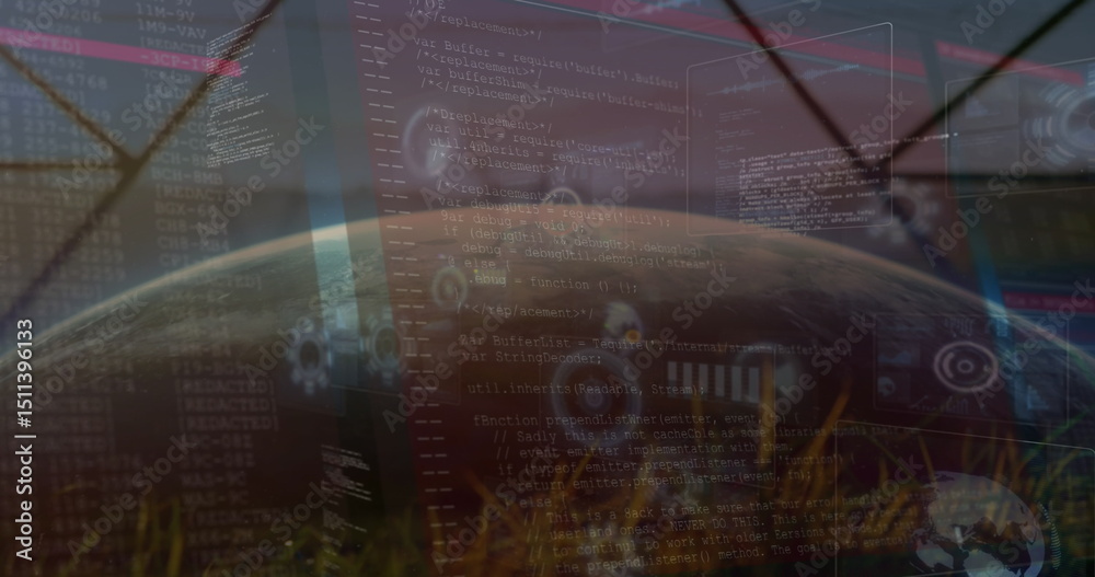 Poster image of data processing over globe