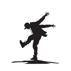 Freestyle Dance Man Silhouette Vector | Solo Dancing Pose Illustration on White Background