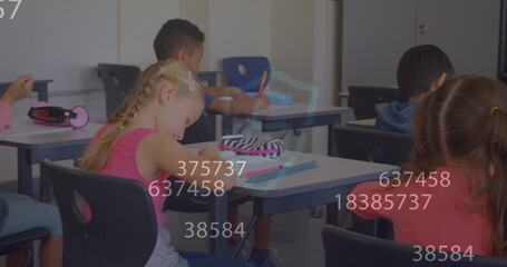 Image of data processing over diverse schoolchildren learning