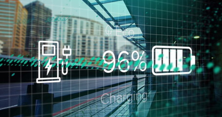 Image of data processing over city