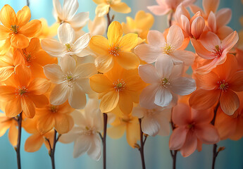 Obraz premium Vibrant Orange and Peach Artificial Flowers Close-Up