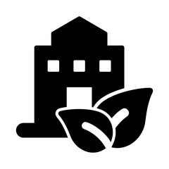 eco-friendly construction multi-unit green housing icon

