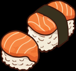 Cartoon Salmon Nigiri Sushi Duo