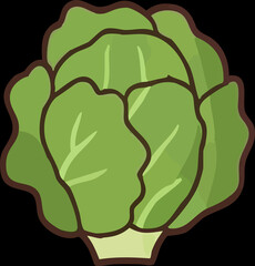 Cartoon Head of Green Cabbage