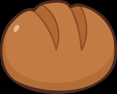 Cartoon Loaf of Crusty Brown Bread