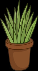Cartoon Snake Plant in a Brown Pot