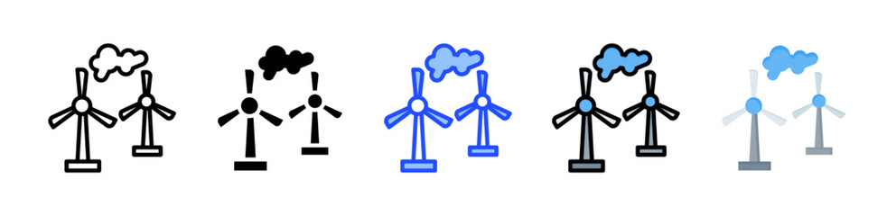 Wind Power Icon Collection With Multiple Styles