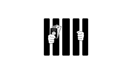 arrest of foreign citizen, black isolated silhouette