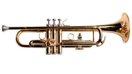 Obraz premium Brass trumpet on white isolated background.