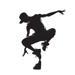 Freestyle Dance Silhouette of Man Facing Left | Solo Dancing Vector Illustration on White Background