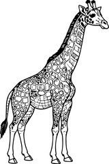 giraffe silhouette isolated on white