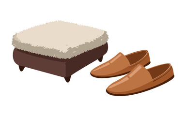 Brown Loafers and Ottoman Illustration