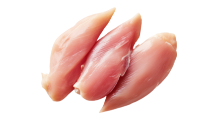 Fresh chicken fillets, white isolated background.