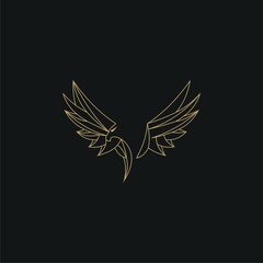 Golden eagle line vector logo template