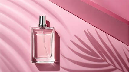 Chic perfume bottle mockup set against a gradient pink background, conveying elegance and sophistication for high-end fragrance branding.