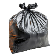 Full black trash bag isolated, environmental responsibility and waste management