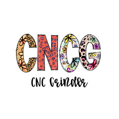 Colorful CNC Grinder Design with Leopard Print and Flowers