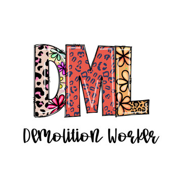 Colorful DML Demolition Worker Design