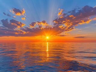 Stunning sunset over tranquil ocean