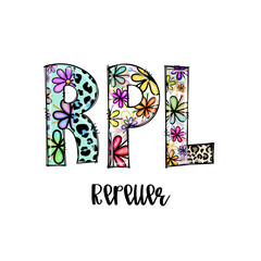 Colorful Floral and Leopard Print Letters RPL with 