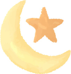 hand painted illustration of crescent and star © Prtnsxx