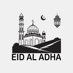Fototapeta premium Eid silhouette vector, Animal Icon, Islamic mosque, silhouette, sheep, graphic design, vector art, Vector illustration, Muslim holiday, Islamic celebration, 