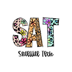 Colorful SAT Design with Flowers and Leopard Print for Satellite Tech