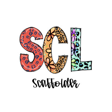Colorful SCL Scaffolder Design with Leopard Print and Floral Patterns